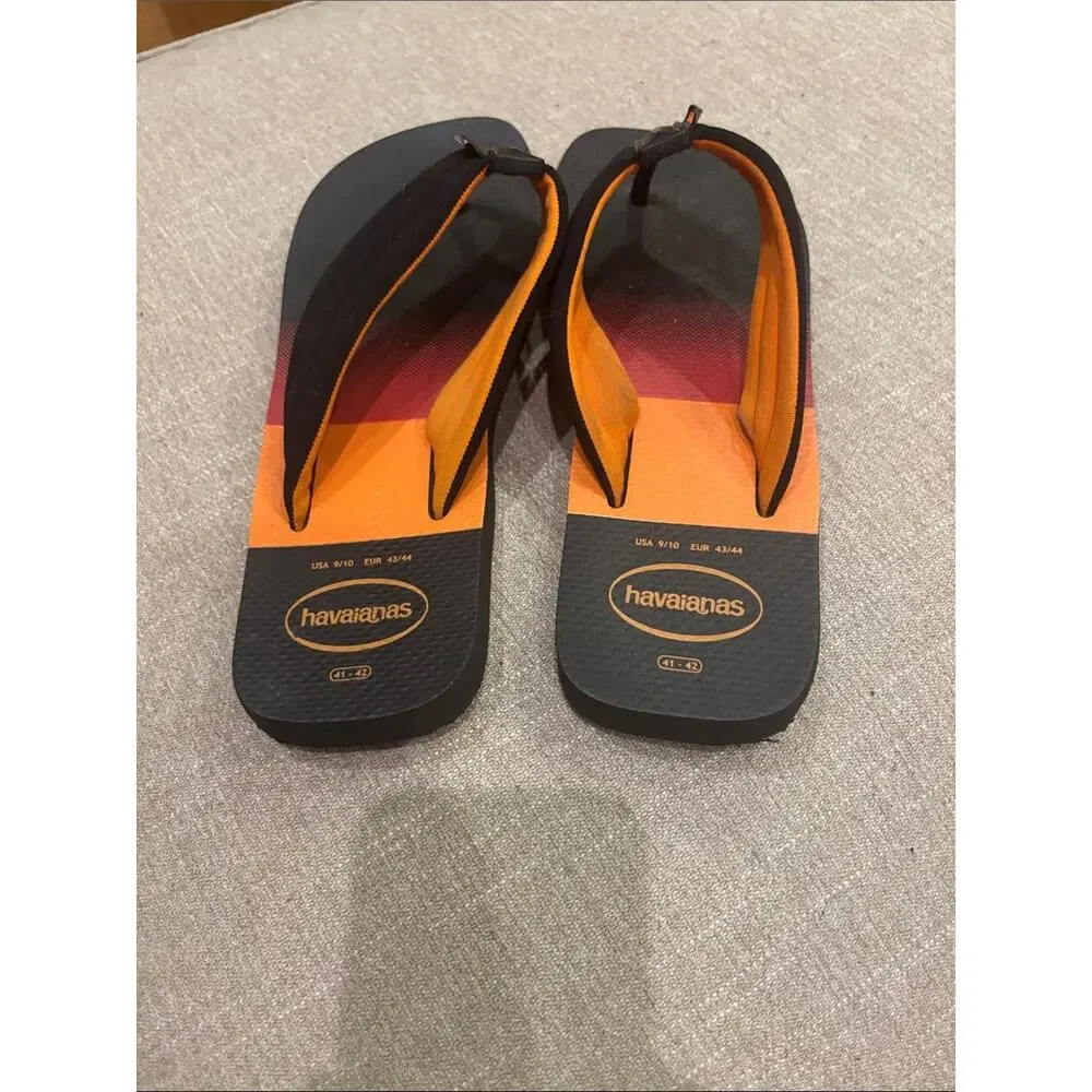 Havaianas Black & Orange Quilted Strap Flip Flops